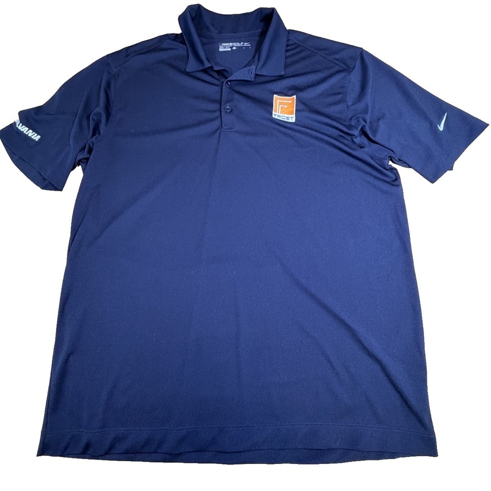 Nike Golf Dri Fit Polo Shirt Black Frost Logo Mens Large Performance
